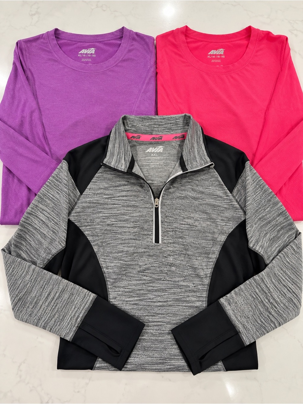 AVIA Women’s Activewear 3-Piece Bundle XL XXL Long Sleeve Quarter Zip